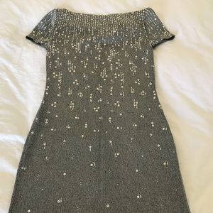 Embellished cowl neck dressy dress